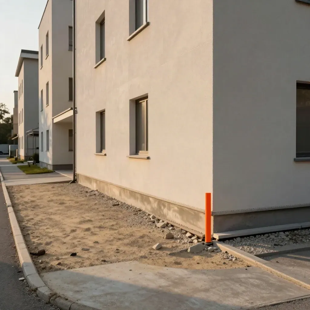 Condominio a Brescia con basamento ripreso e facciata inferiore tornata sana.